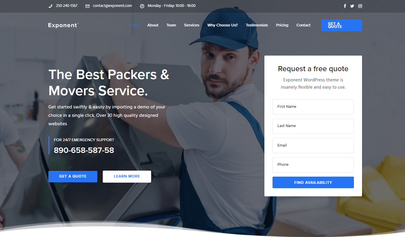 Exponent - Best Transportation WordPress Theme