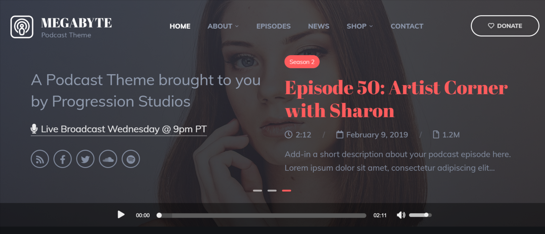 Megabyte - Best WordPress Podcast Themes for Podcasters