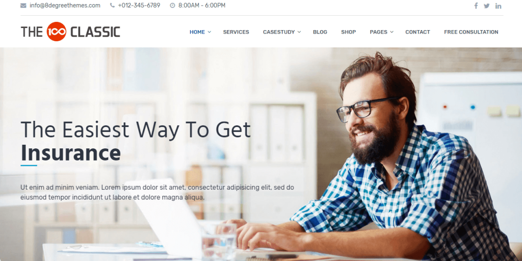 the100 pro premium multipurpose theme classic demo layout