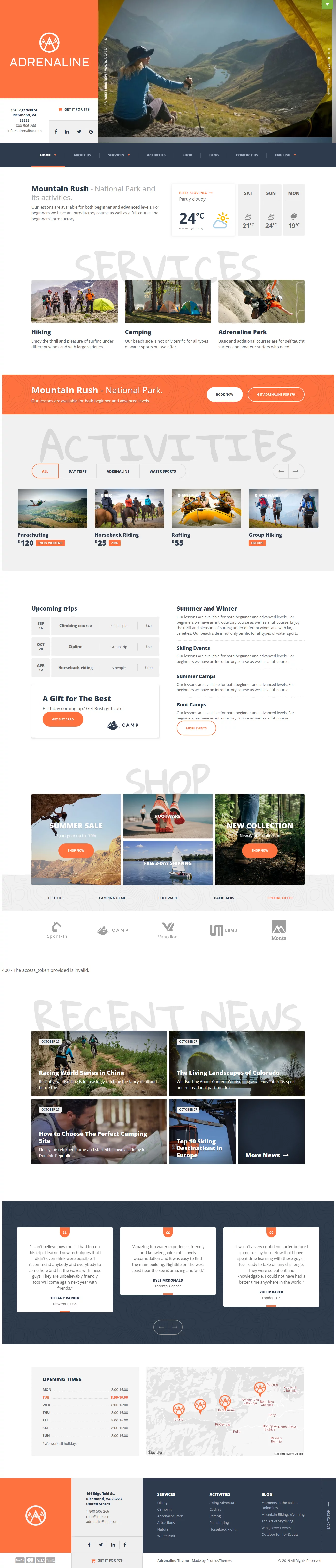 Adrenaline - Best Premium Outdoor Activities WordPress Theme