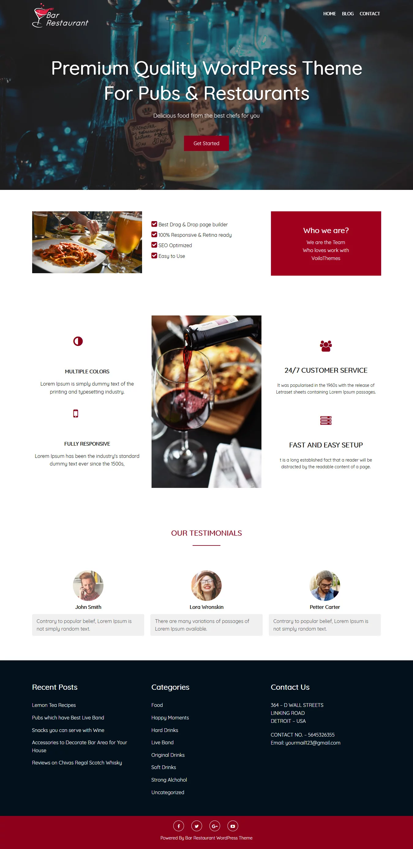 Bar Restaurant – Best Free Bar and Pub WordPress Theme - bar&pub