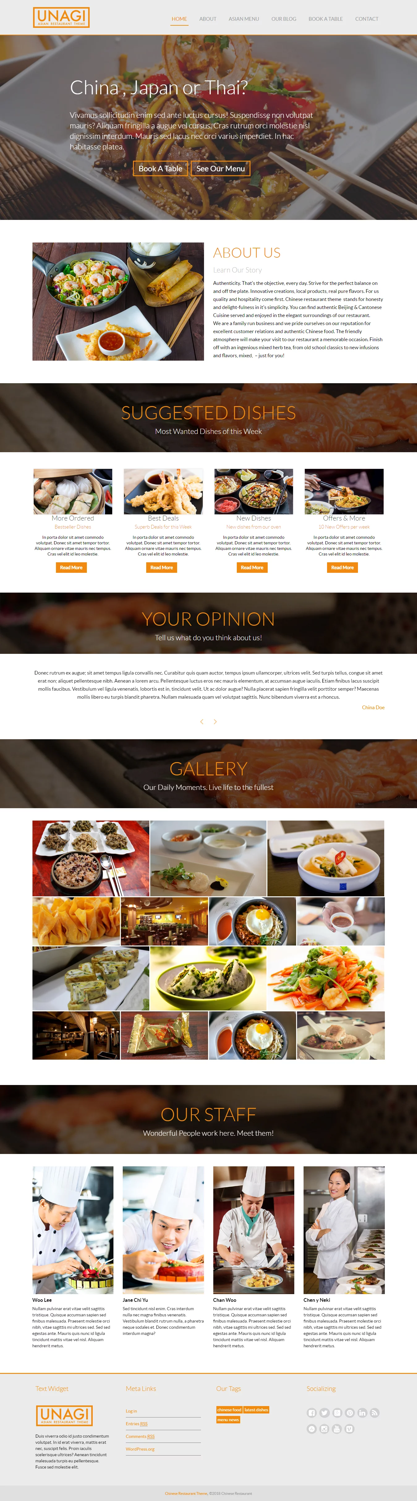 Chinese Restaurant - Best Free Bar and Pub WordPress Theme