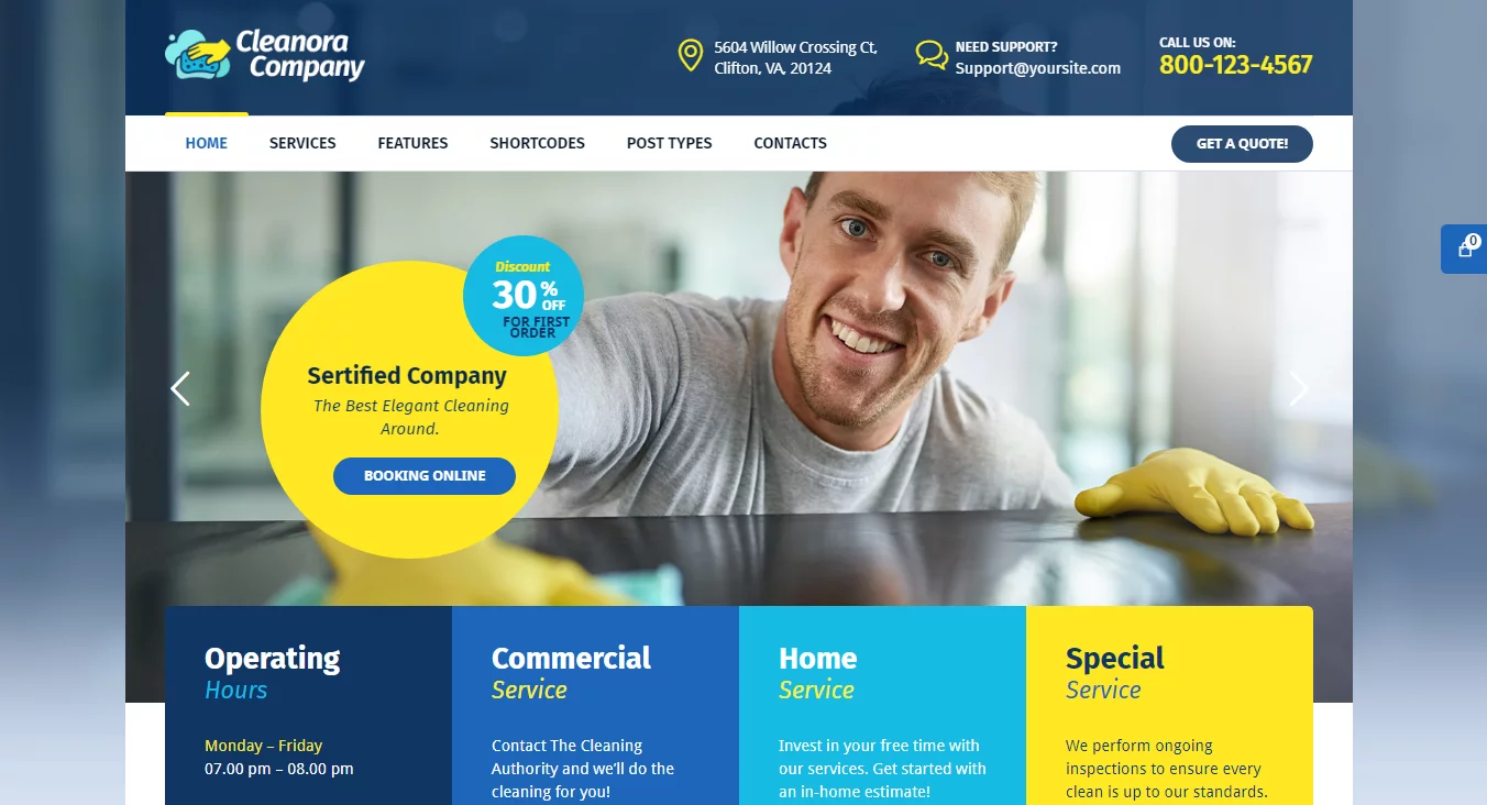 Cleanora - Best WordPress Cleaning Service Theme