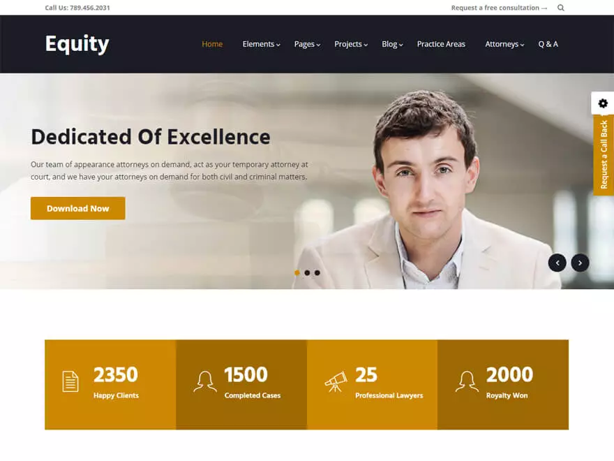 Equity-Free Lawyer WordPress Theme