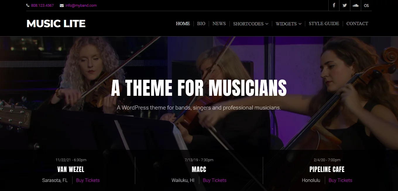 Music Lite - Best Free Video and Music WordPress Theme