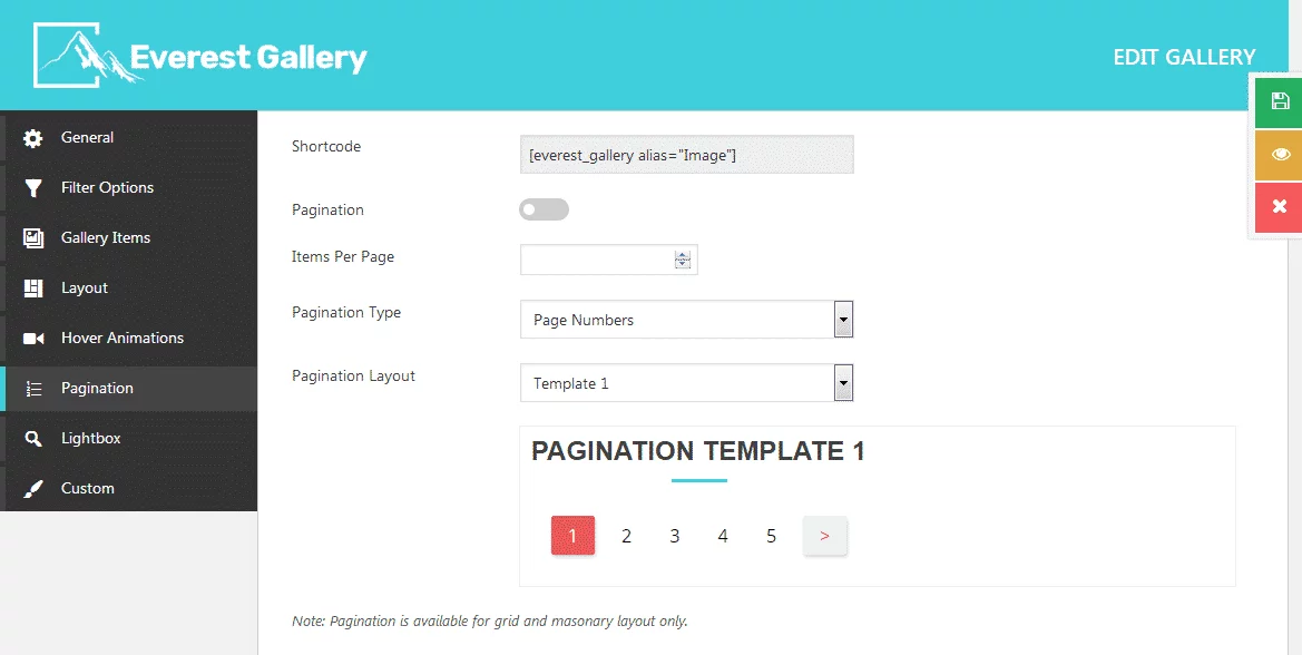 Everest Gallery: Pagination