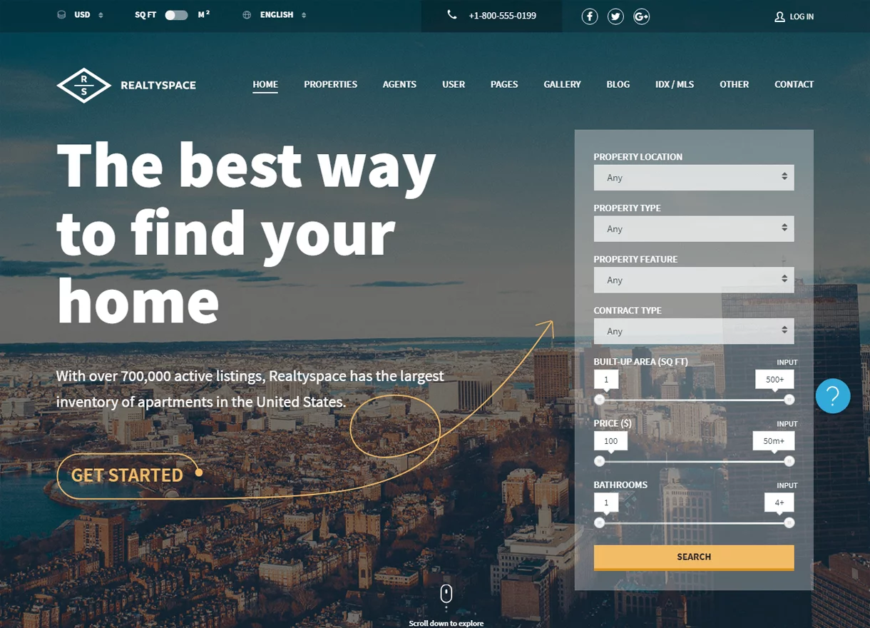 Realtyspace - Best Premium Real Estate WordPress Themes - real estate web site template