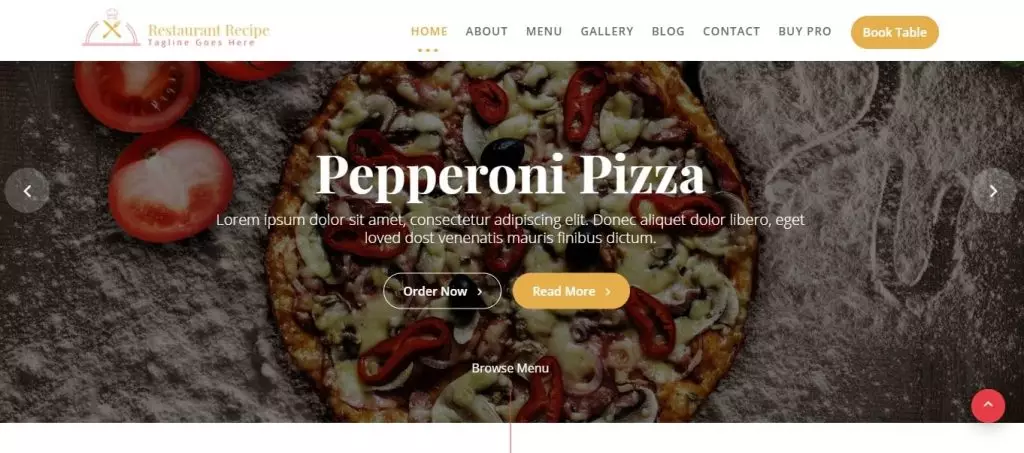 restaurant recipe free wordpress theme - wordpress theme booking