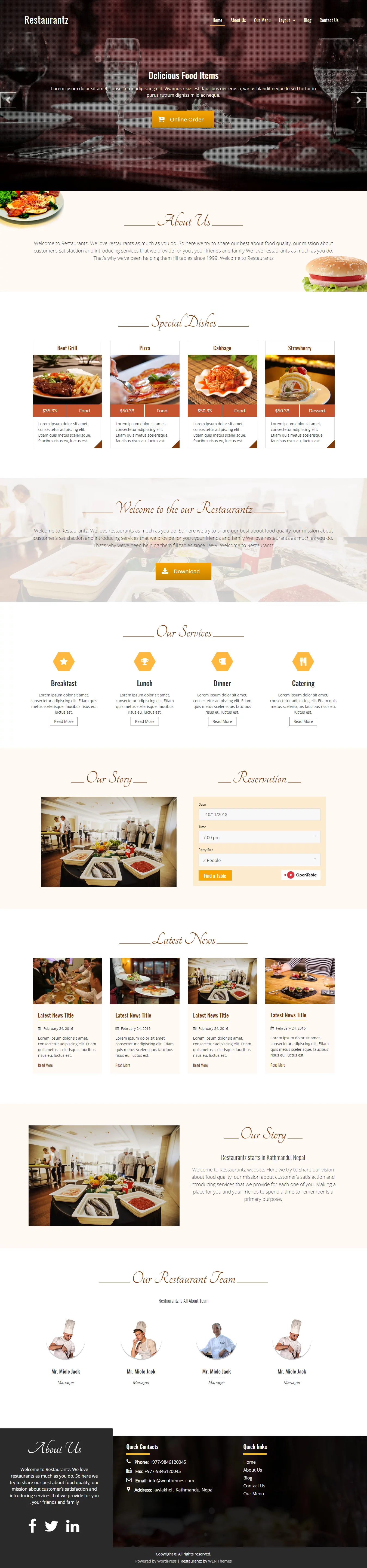 Restaurantz - Best Free Bar and Pub WordPress Theme - best bar themes