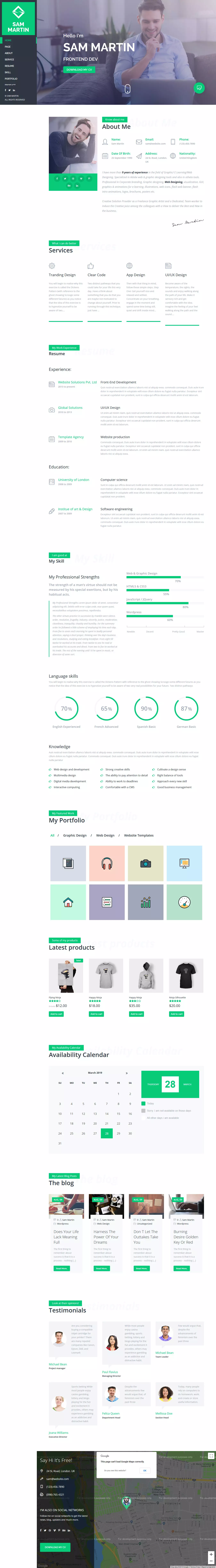 Sam Martin - Best Premium Resume WordPress Theme