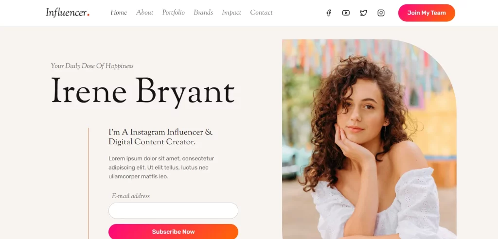 Influencer - Free Portfolio Theme