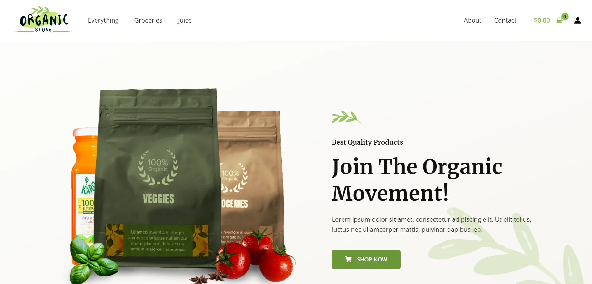 Organic store ecommerce wordpress theme