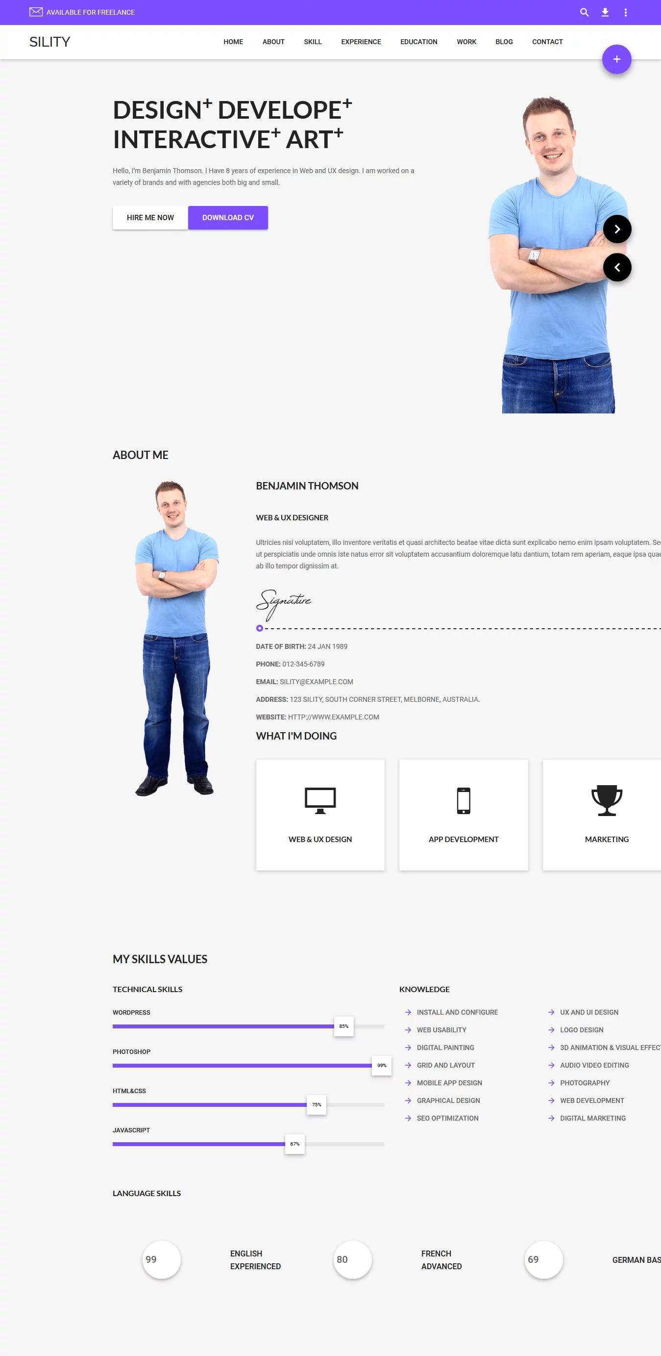 Sility - Best Premium Resume WordPress Theme