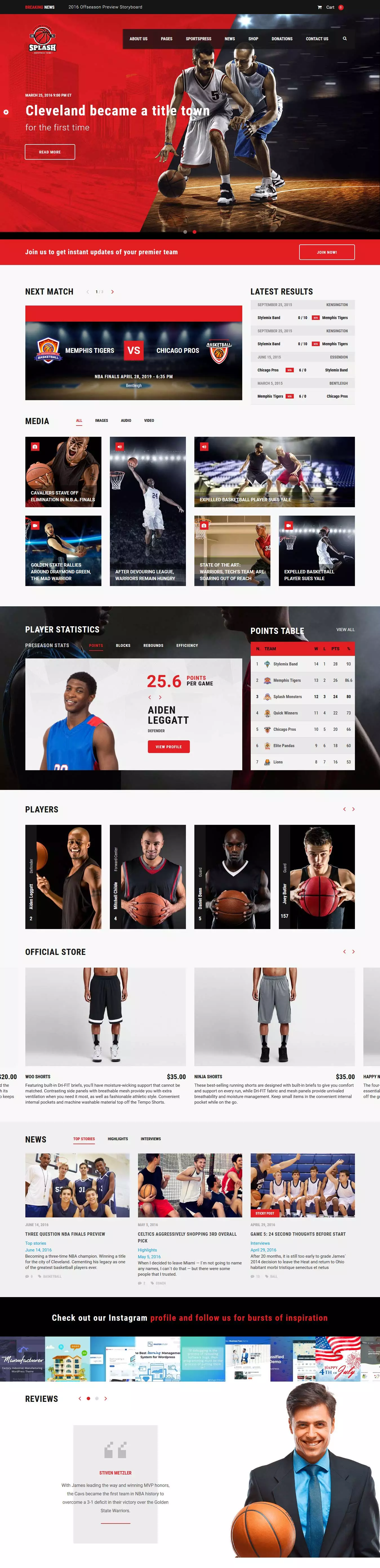 Splash -Best Premium Sports WordPress Theme