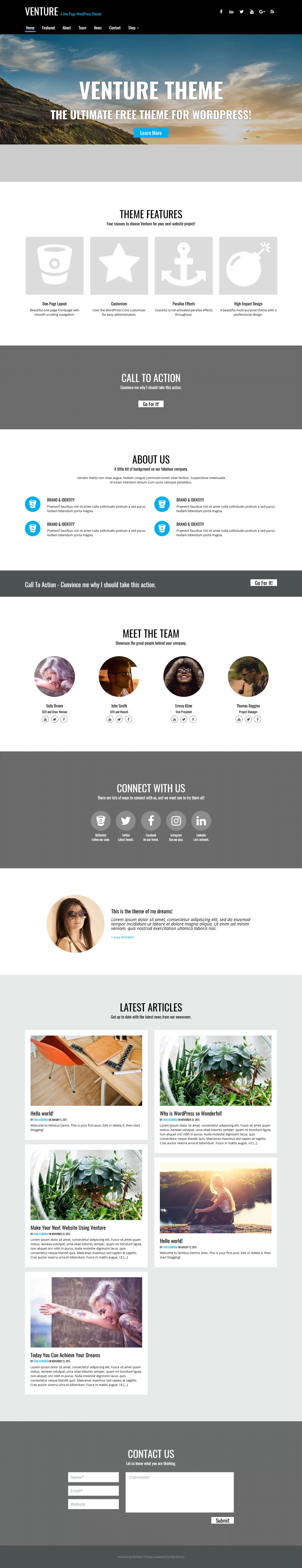 Venture - Best Premium Parallax WordPress Theme 