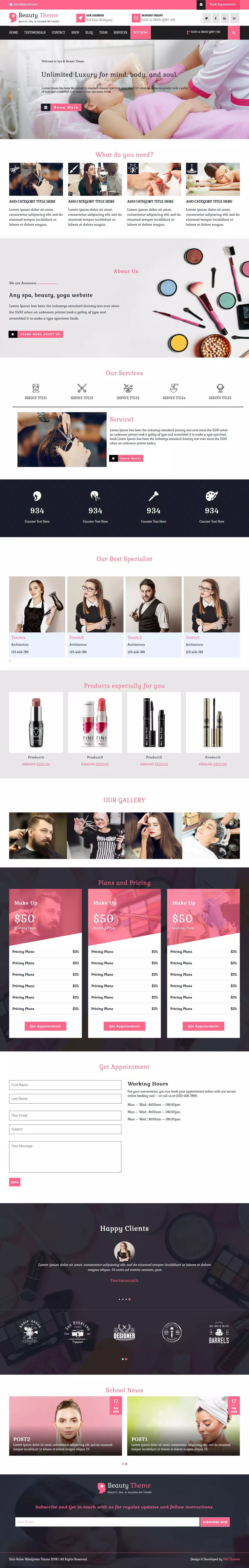 VW Hair Salon - Best Free Spa and Beauty WordPress Theme