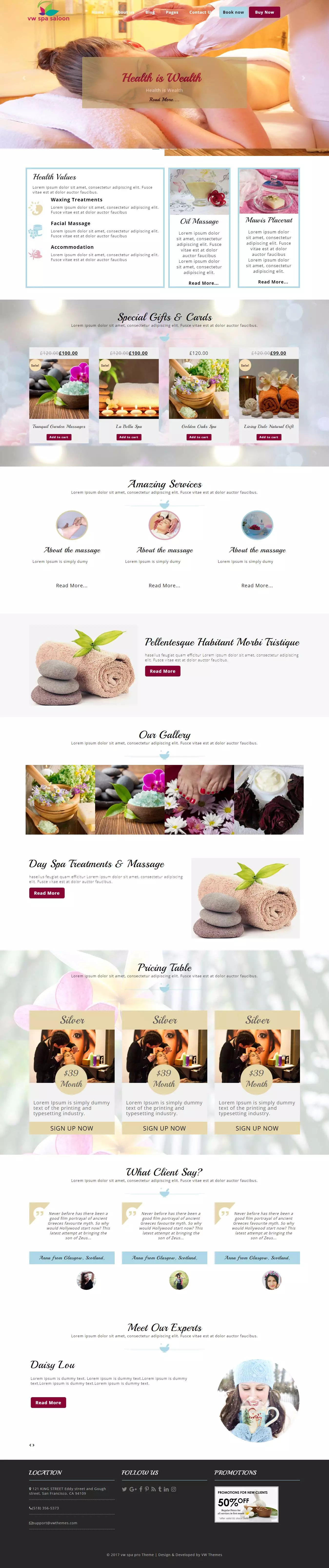 VW Spa Lite - Best Free Spa and Beauty WordPress Theme