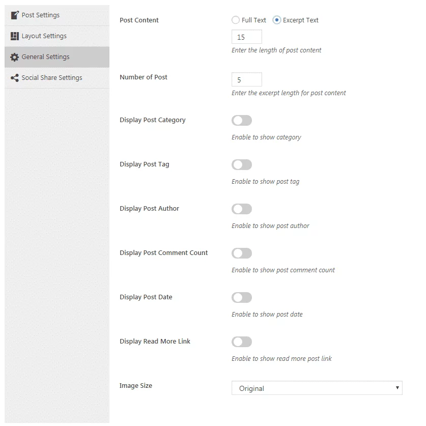 WP Blog Manager Lite: General Settings